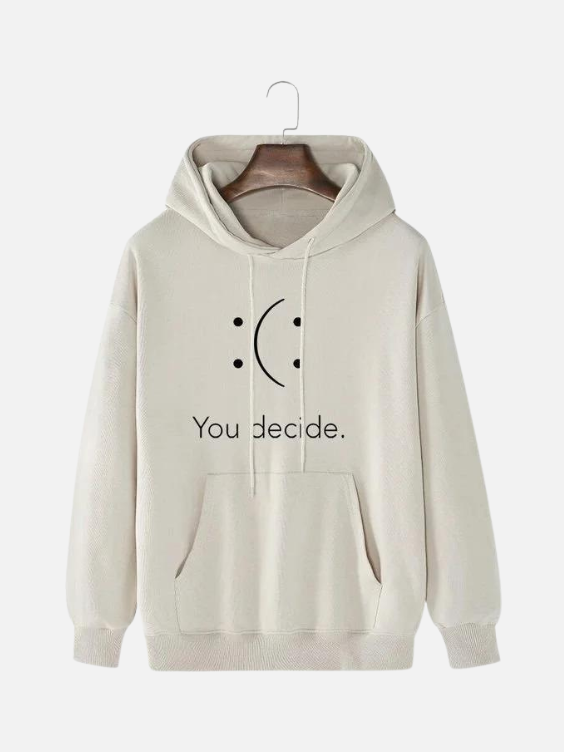 Trendy We Decide Print Smile Pattern Hoodie